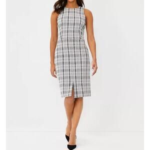 Ann Taylor Women's Black and White Plaid Sheath Dress Size 14